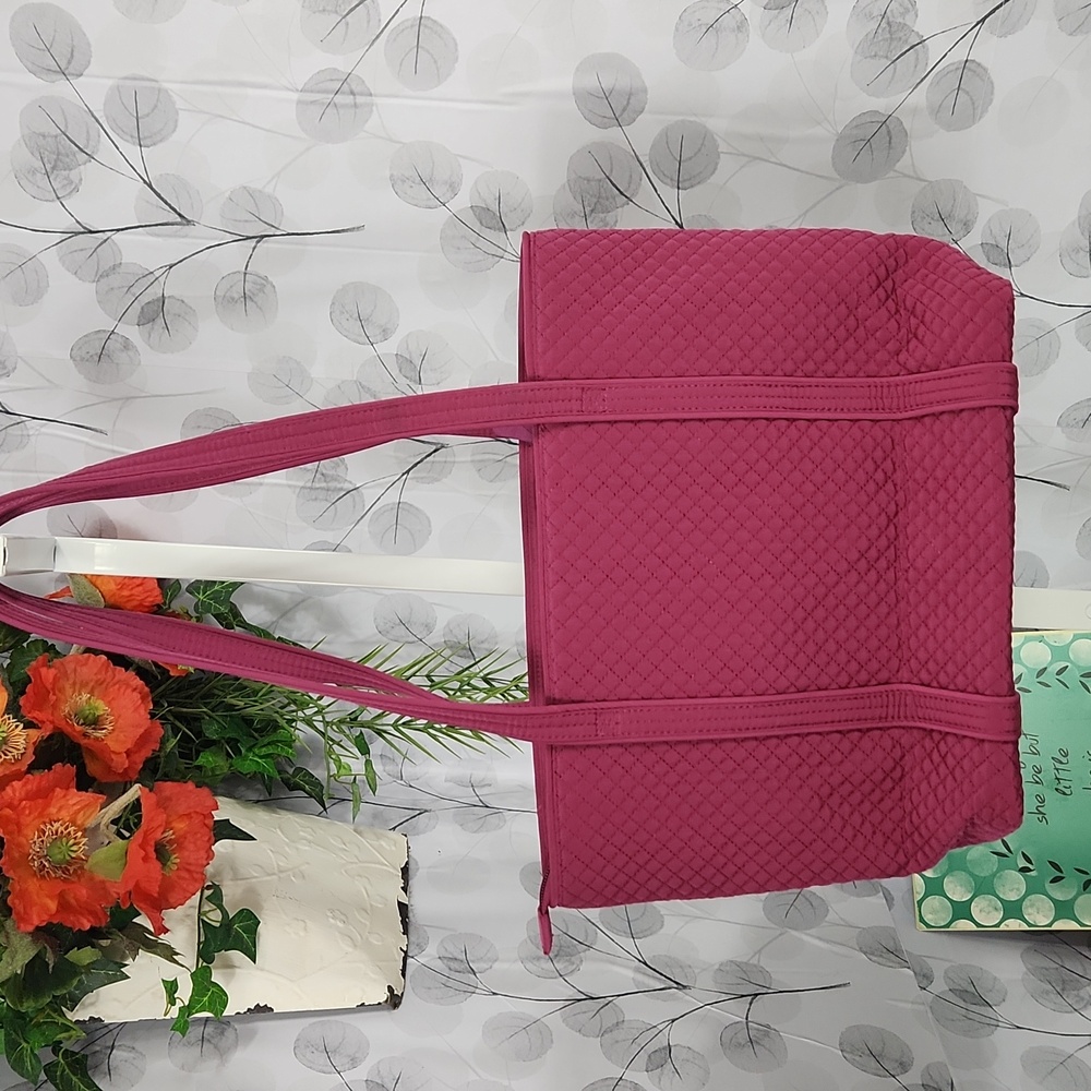Vera Bradley Performance Twill Small Vera Tote in Raspberry Radiance - Picture 6 of 7
